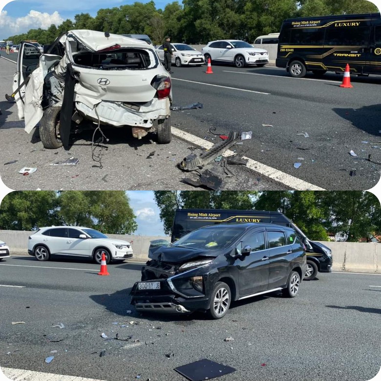 Cao tốc H&agrave; Nội - Hải Ph&ograve;ng &ugrave;n tắc sau tai nạn giữa 2 xe &ocirc; t&ocirc;- Ảnh 1.