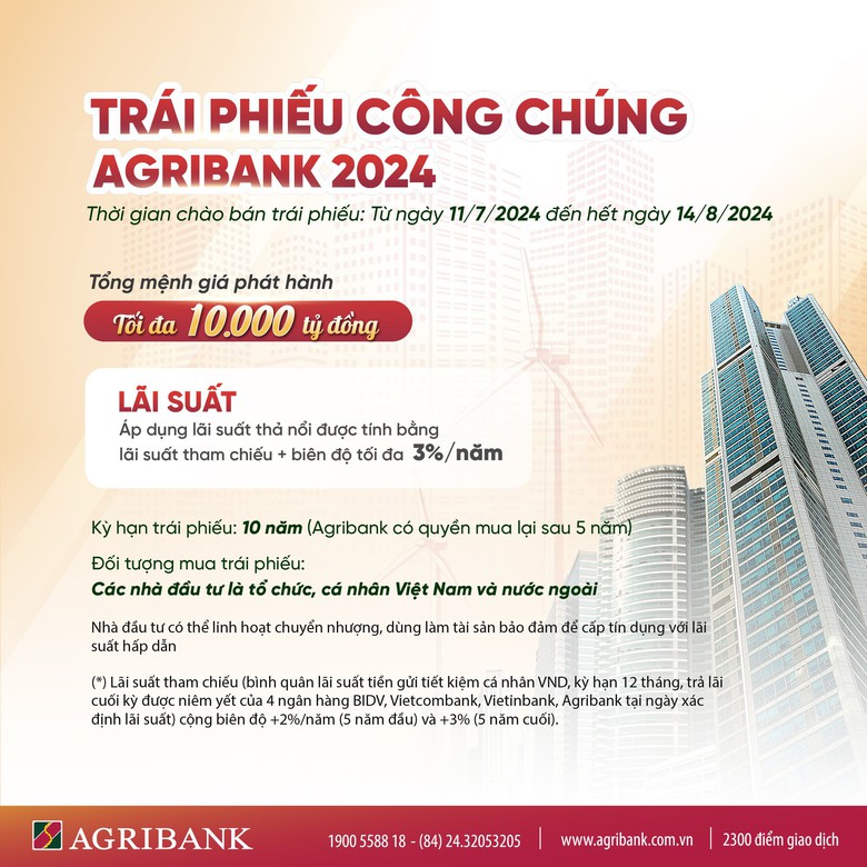 Agribank ph&aacute;t h&agrave;nh 10.000 tỷ đồng tr&aacute;i phiếu ra c&ocirc;ng ch&uacute;ng năm 2024- Ảnh 1.