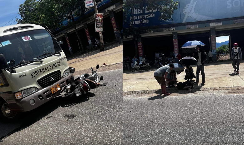 Hiện trường vụ tai nạn khiến người phụ nữ đi xe m&aacute;y tử vong.