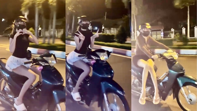 Bu&ocirc;ng hai tay m&uacute;a quạt khi điều khiển xe m&aacute;y, c&ocirc; g&aacute;i bị phạt hơn 14 triệu- Ảnh 2.