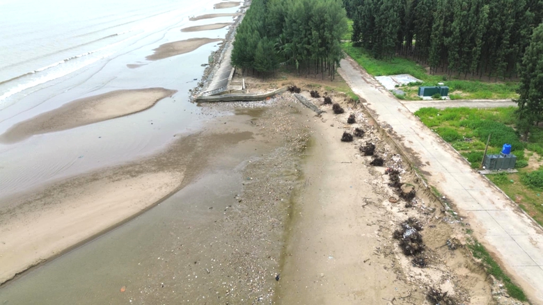 Bờ biển bị x&acirc;m thực mạnh, đe dọa "nuốt đường" ở Thanh H&oacute;a- Ảnh 1.