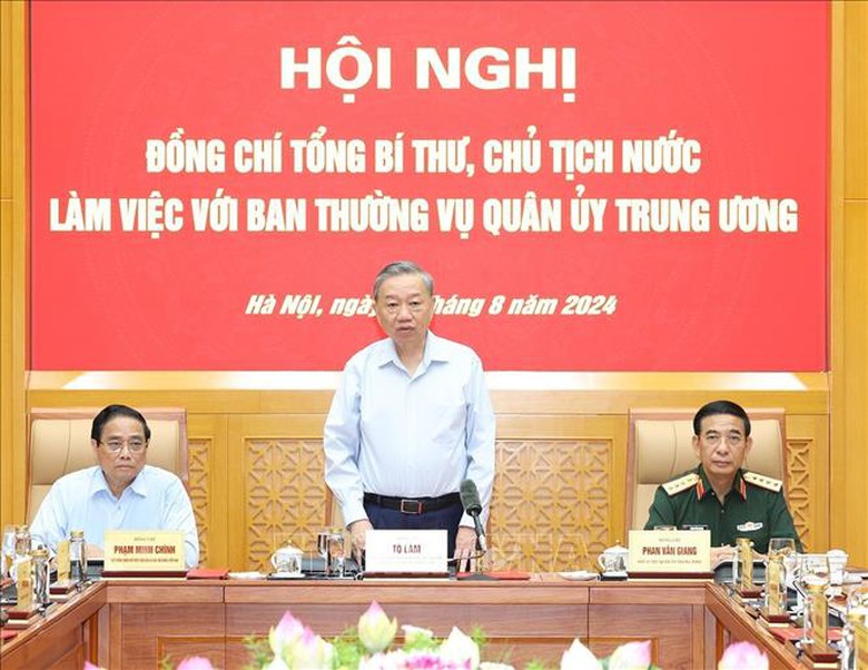 Tổng B&iacute; thư, Chủ tịch nước T&ocirc; L&acirc;m l&agrave;m việc với Ban Thường vụ Qu&acirc;n ủy Trung ương- Ảnh 2.
