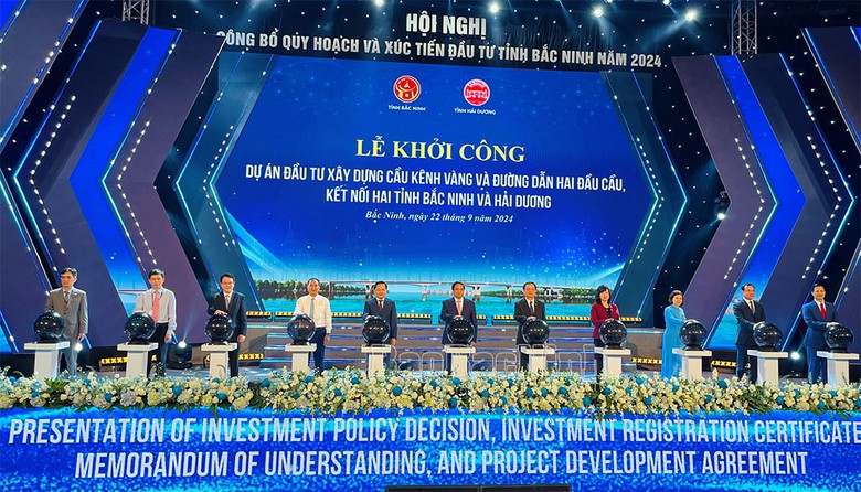 Khởi c&ocirc;ng cầu K&ecirc;nh V&agrave;ng gần 2.200 tỷ đồng nối Bắc Ninh v&agrave; Hải Dương- Ảnh 1.