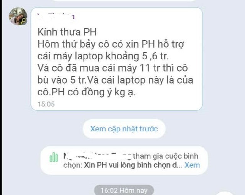 Phụ huynh không đồng ý hỗ trợ mua laptop, cô giáo "dỗi" không soạn đề cương- Ảnh 3. Phụ huynh không đồng ý hỗ trợ mua laptop, cô giáo "dỗi" không soạn đề cương- Ảnh 3.