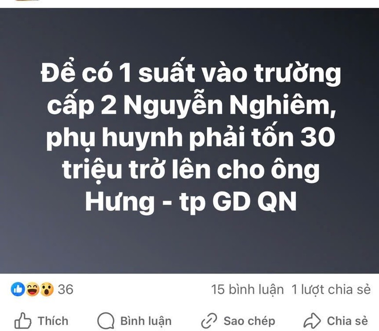 Trưởng ph&ograve;ng gi&aacute;o dục b&aacute;o c&ocirc;ng an khi bị tung tin nhận 30 triệu chạy suất trường điểm- Ảnh 1.