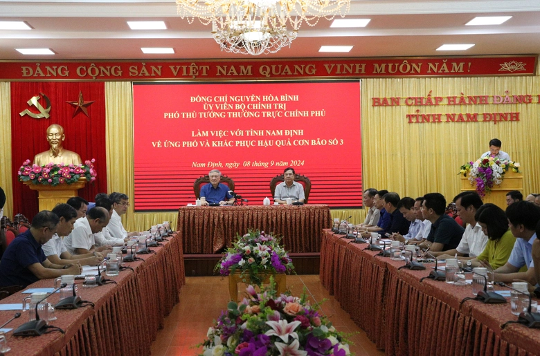 Ph&oacute; thủ tướng Nguyễn H&ograve;a B&igrave;nh kiểm tra việc khắc phục hậu quả b&atilde;o tại Nam Định, Th&aacute;i B&igrave;nh- Ảnh 1.
