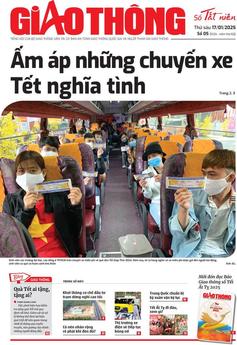 Trang nhất B&aacute;o Giao th&ocirc;ng số 3 ra ng&agrave;y 17/1/2025.