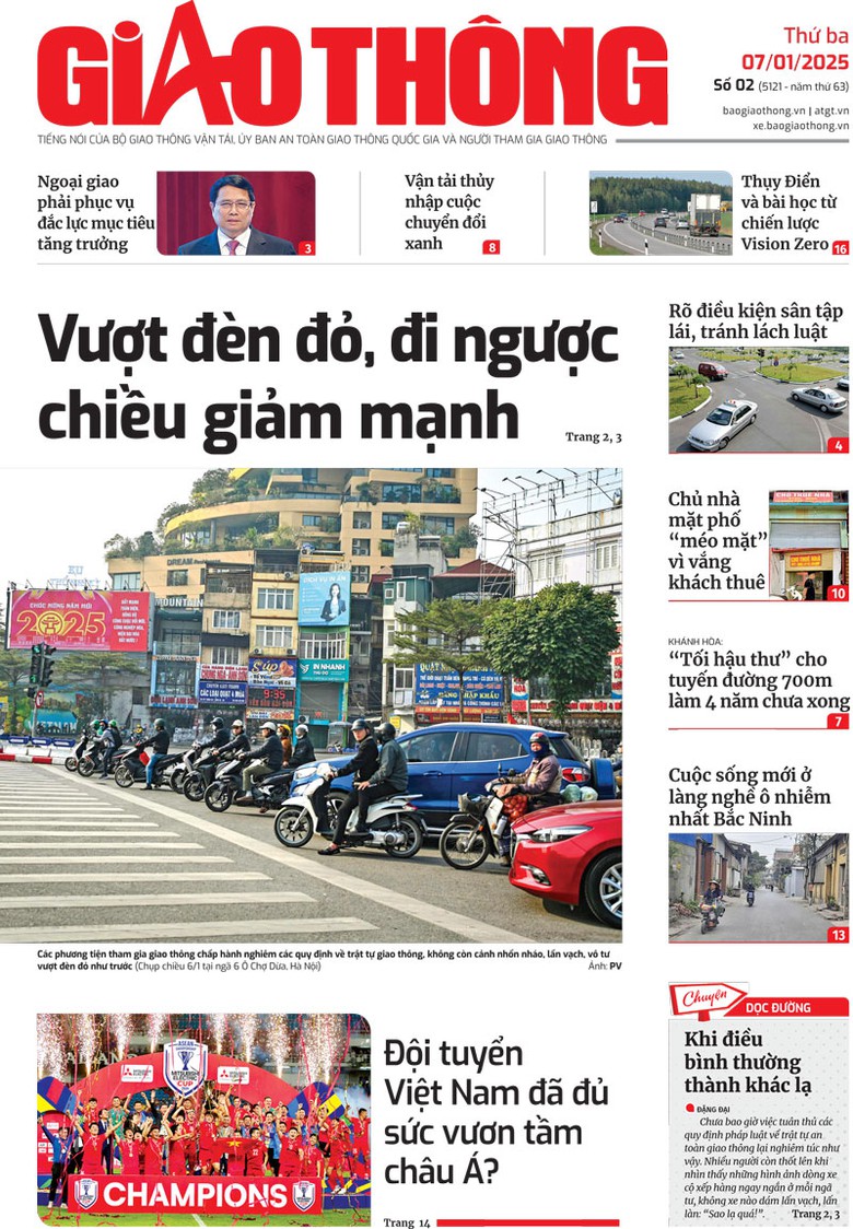 Trang nhất Báo Giao thông số 2 ra ngày 7/1/2025. Trang nhất Báo Giao thông số 2 ra ngày 7/1/2025.