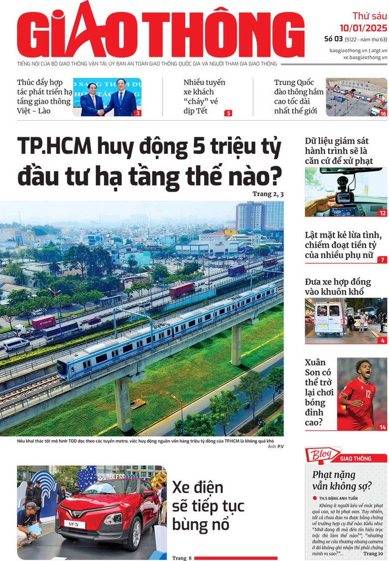 Trang nhất B&aacute;o Giao th&ocirc;ng số 3 ra ng&agrave;y 10/1/2025.
