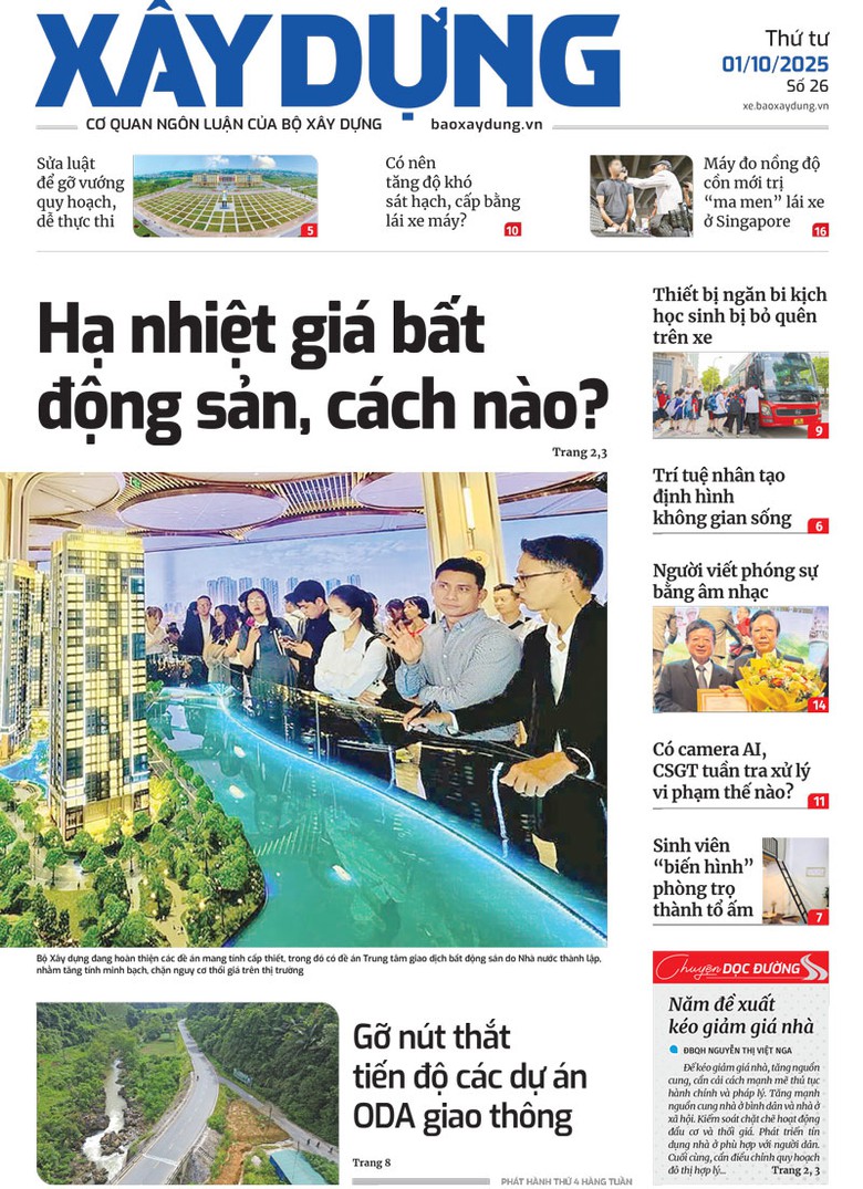 Trang nhất B&aacute;o X&acirc;y dựng số 26 ra ng&agrave;y 1/10/2025.
