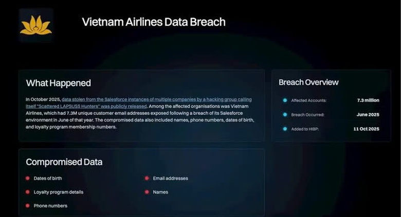 Vietnam Airlines l&ecirc;n tiếng về sự cố bảo mật dữ liệu của đối t&aacute;c c&ocirc;ng nghệ to&agrave;n cầu- Ảnh 1.
