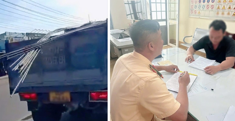 Từ phản &aacute;nh của người d&acirc;n, CSGT Đồng Nai xử l&yacute; xe tải chở th&eacute;p vượt chiều d&agrave;i th&ugrave;ng- Ảnh 1.
