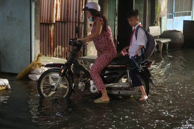 TP.HCM: Người d&acirc;n khổ sở b&igrave; b&otilde;m lội nước cạnh cống ngăn triều- Ảnh 3.