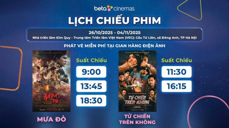 Kh&aacute;n giả nhận v&eacute; miễn ph&iacute; &ldquo;Mưa đỏ&rdquo; v&agrave; &ldquo;Tử chiến tr&ecirc;n kh&ocirc;ng&rdquo; tại Hội chợ M&ugrave;a thu ở đ&acirc;u?- Ảnh 1.