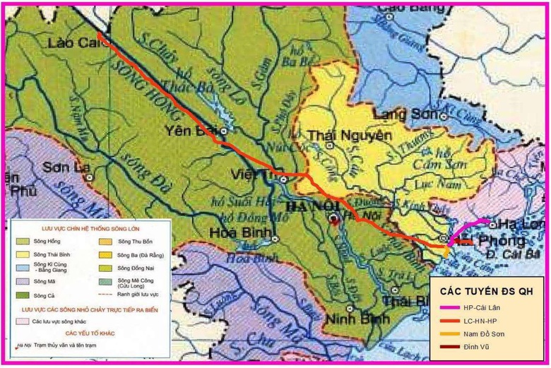 C&aacute;c tuyến đường sắt quy hoạch tr&ecirc;n h&agrave;nh lang Đ&ocirc;ng - T&acirc;y, trong đ&oacute; c&oacute; tuyến đường sắt L&agrave;o Cai - H&agrave; Nội - Hải Ph&ograve;ng - Quảng Ninh (Ảnh: Hồ sơ b&aacute;o c&aacute;o dự thảo quy hoạch).