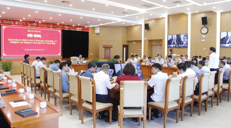 Toàn cảnh Hội nghị đánh giá kết quả công tác 9 tháng năm 2025 và triển khai nhiệm vụ trọng tâm Quý IV năm 2025 của ngành Xây dựng. Toàn cảnh Hội nghị đánh giá kết quả công tác 9 tháng năm 2025 và triển khai nhiệm vụ trọng tâm Quý IV năm 2025 của ngành Xây dựng.