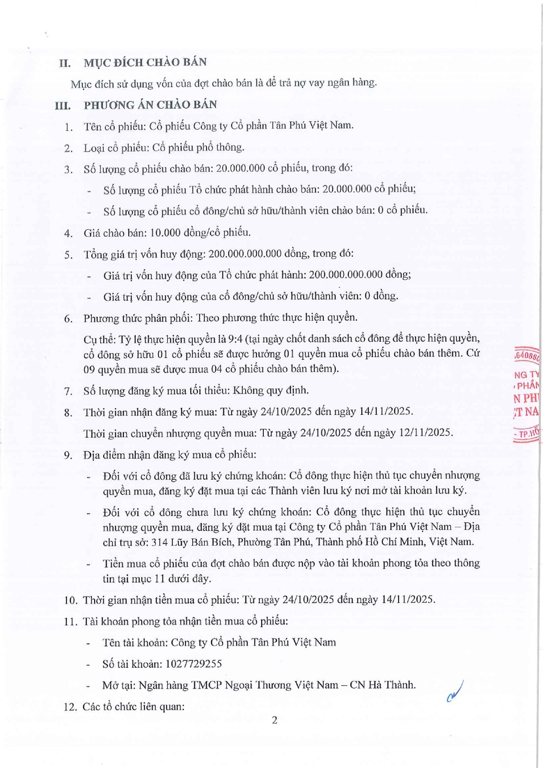 C&ocirc;ng ty Cổ phần T&acirc;n Ph&uacute; Việt Nam (TPP): Th&ocirc;ng b&aacute;o ch&agrave;o b&aacute;n cổ phiếu ra c&ocirc;ng ch&uacute;ng (Kỳ 3)- Ảnh 2.