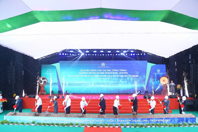 Hà Nội chính thức khởi công tuyến đường sắt đô thị số 2 Nam Thăng Long - Trần Hưng Đạo- Ảnh 1. Hà Nội chính thức khởi công tuyến đường sắt đô thị số 2 Nam Thăng Long - Trần Hưng Đạo- Ảnh 1.