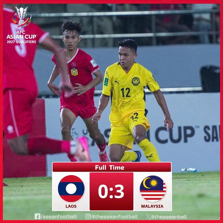 V&ograve;ng loại Asian Cup 2027: Mất 7 trụ cột v&igrave; &aacute;n phạt, Malaysia thắng L&agrave;o 3-0- Ảnh 1.