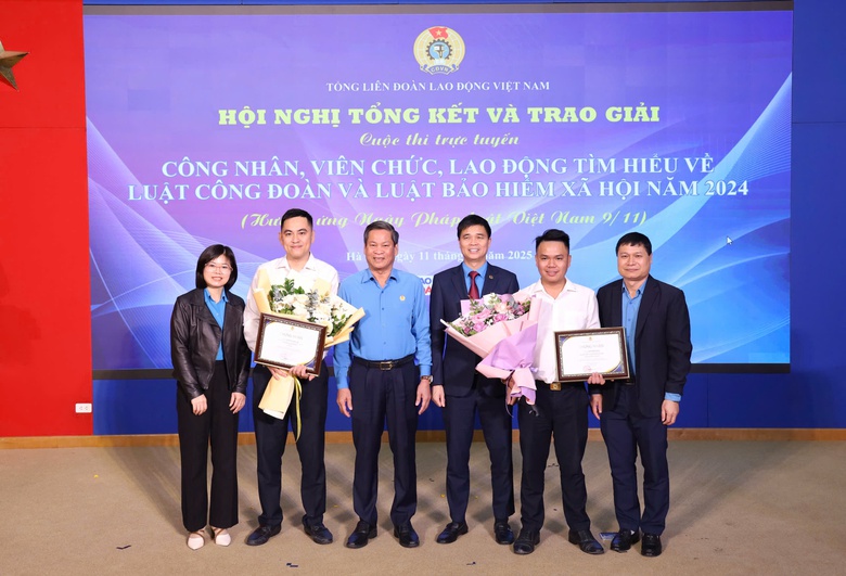 Hai đo&agrave;n vi&ecirc;n ng&agrave;nh X&acirc;y dựng được vinh danh tại Cuộc thi t&igrave;m hiểu Luật C&ocirc;ng đo&agrave;n v&agrave; BHXH- Ảnh 1.