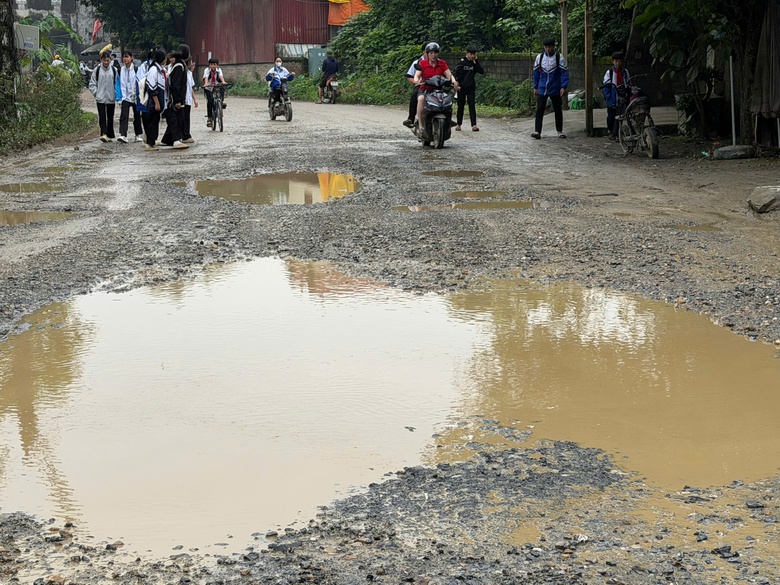 Người d&acirc;n khốn khổ băng qua tuyến đường to&agrave;n ổ tr&acirc;u ở Ph&uacute; Thọ- Ảnh 7.