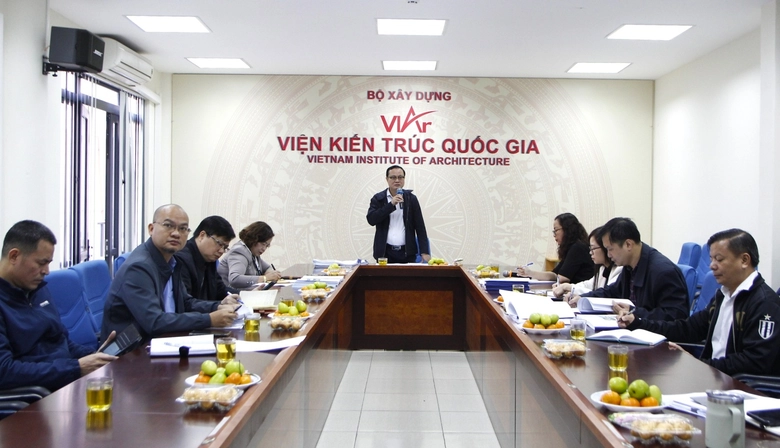 TS.KTS Hồ Ch&iacute; Quang, Viện trưởng Viện Kiến tr&uacute;c quốc gia ph&aacute;t biểu chỉ đạo tại cuộc họp.
