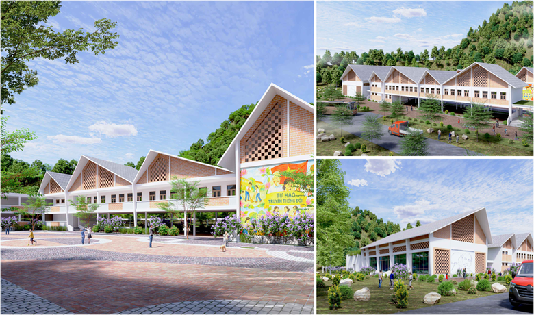 Một mẫu thiết kế trường tiểu học kết hợp điểm tr&aacute;nh tr&uacute; thi&ecirc;n tai quy m&ocirc; 10 lớp, &aacute;p dụng cho c&aacute;c khu vực miền n&uacute;i Bắc Trung bộ.