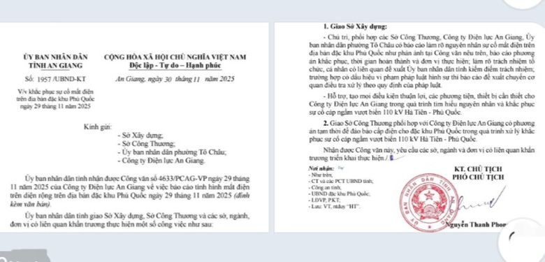 An Giang chỉ đạo l&agrave;m r&otilde; sự cố c&aacute;p ngầm vượt biển g&acirc;y mất điện diện rộng ở Ph&uacute; Quốc- Ảnh 2.