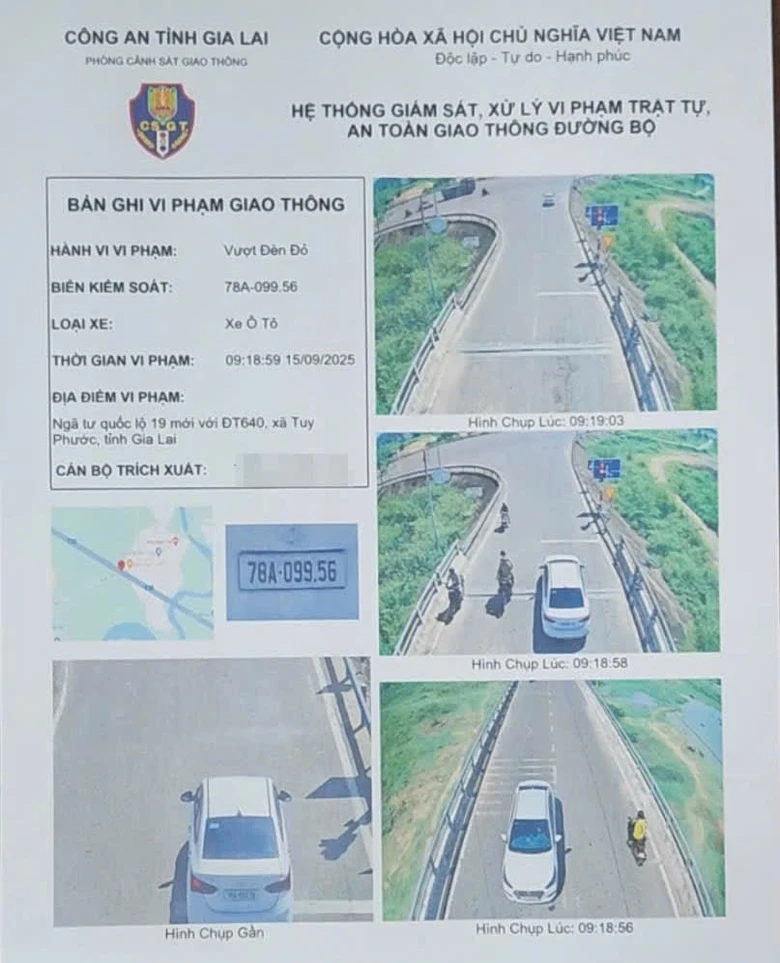 Camera giao th&ocirc;ng Gia Lai "bắt" 55 vụ vượt đ&egrave;n đỏ, phạt hơn 1 tỷ đồng trong một th&aacute;ng- Ảnh 1.