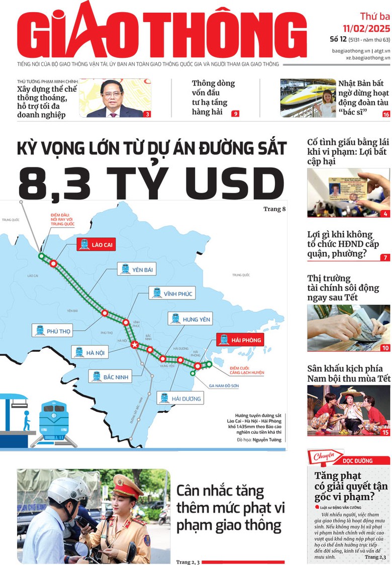 Trang nhất B&aacute;o Giao th&ocirc;ng số 12 ra ng&agrave;y 11/2/2025.