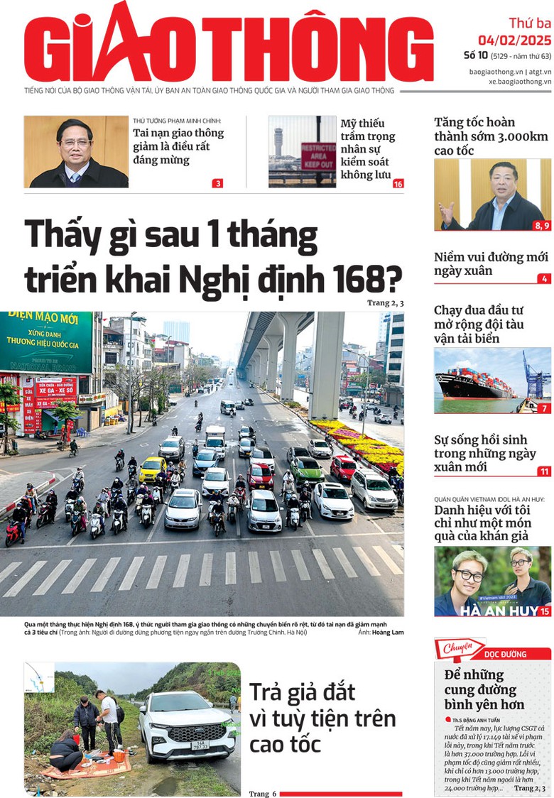 Trang nhất B&aacute;o Giao th&ocirc;ng số 10 ra ng&agrave;y 2/1/2025.