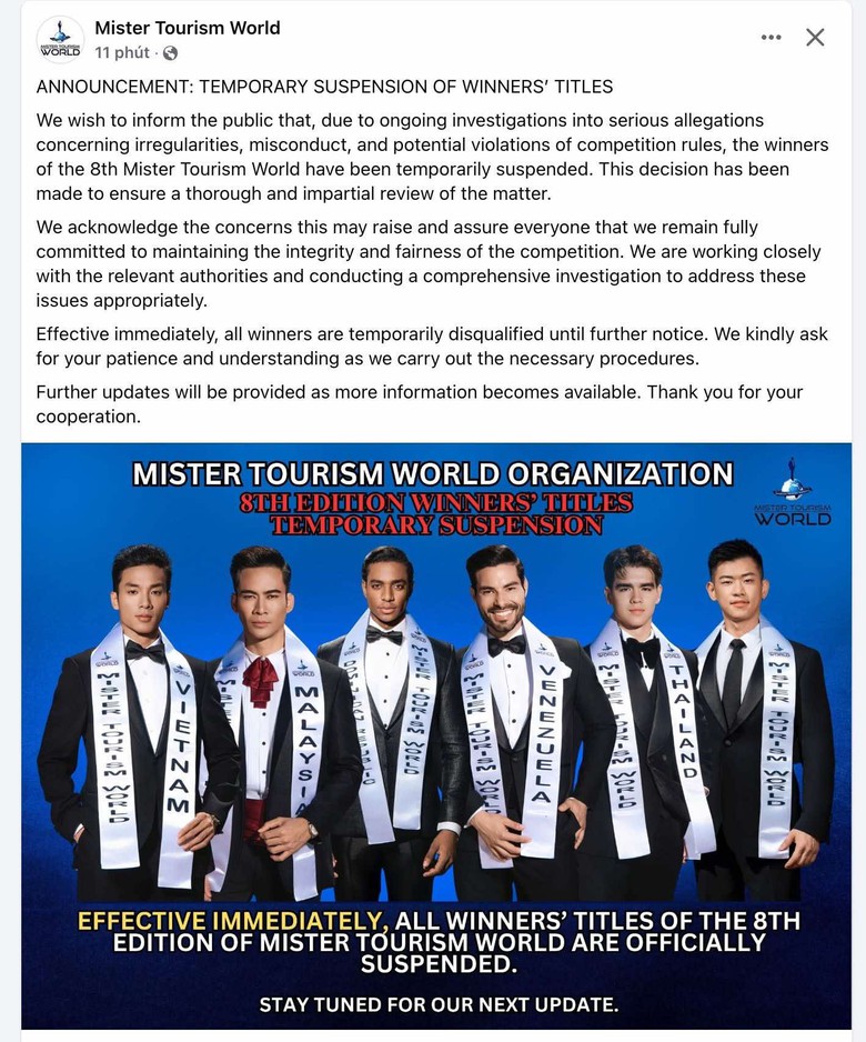 Ban tổ chức Mister Tourism World 2025 tại Việt Nam bác bỏ thông tin tước danh hiệu- Ảnh 3. Ban tổ chức Mister Tourism World 2025 tại Việt Nam bác bỏ thông tin tước danh hiệu- Ảnh 3.