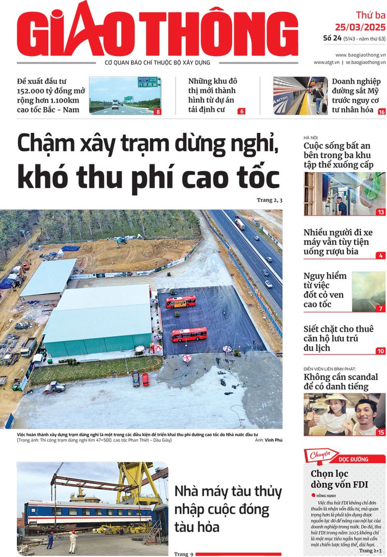 Trang nhất B&aacute;o Giao th&ocirc;ng số 24 ra ng&agrave;y 25/3/2025.