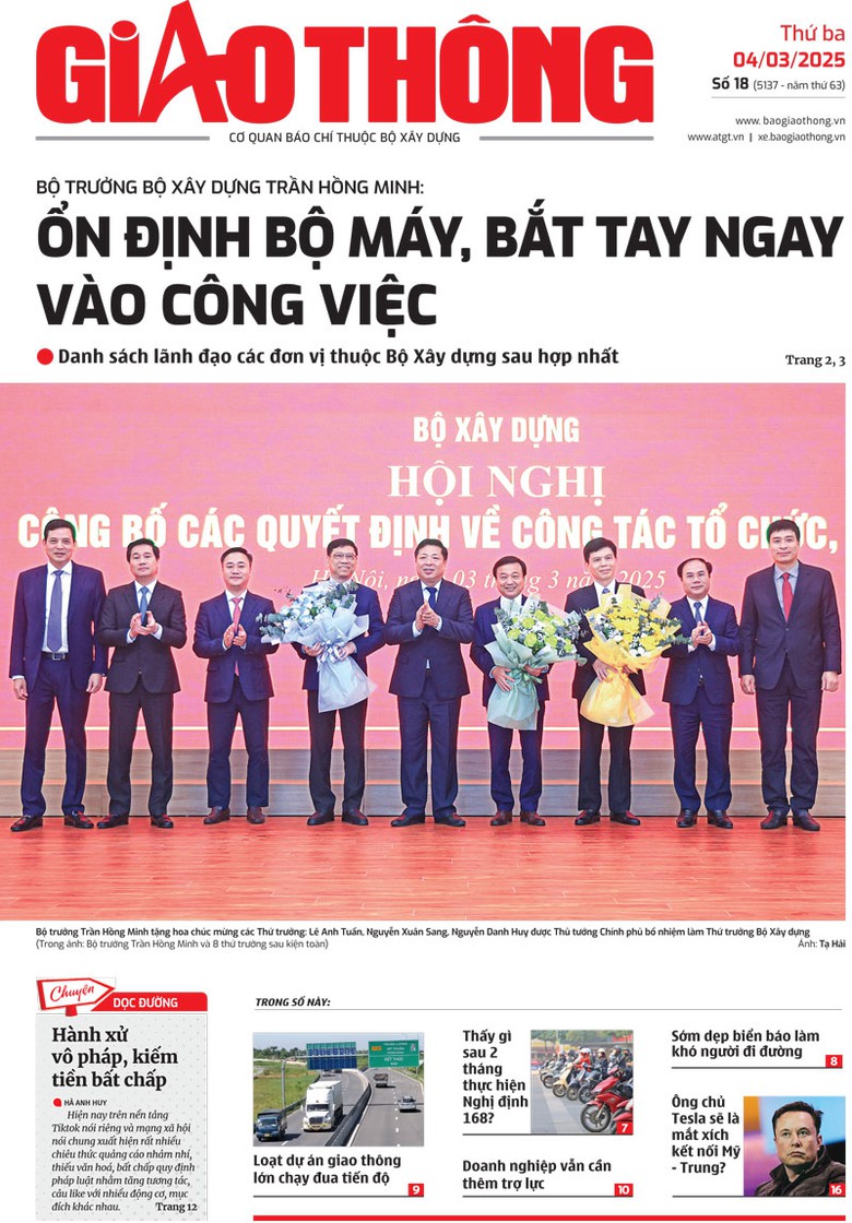 Trang nhất B&aacute;o Giao th&ocirc;ng số 18 ra ng&agrave;y 4/3/2025.