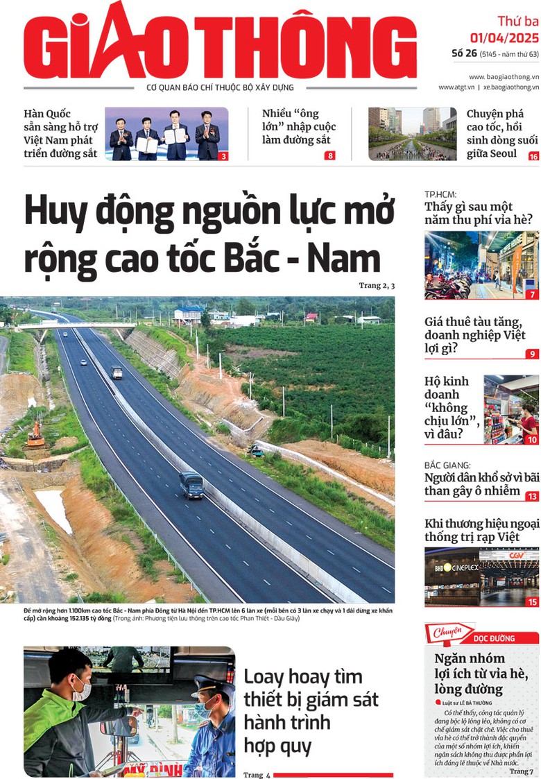Trang nhất B&aacute;o Giao th&ocirc;ng số 26 ra ng&agrave;y 1/4/2025.
