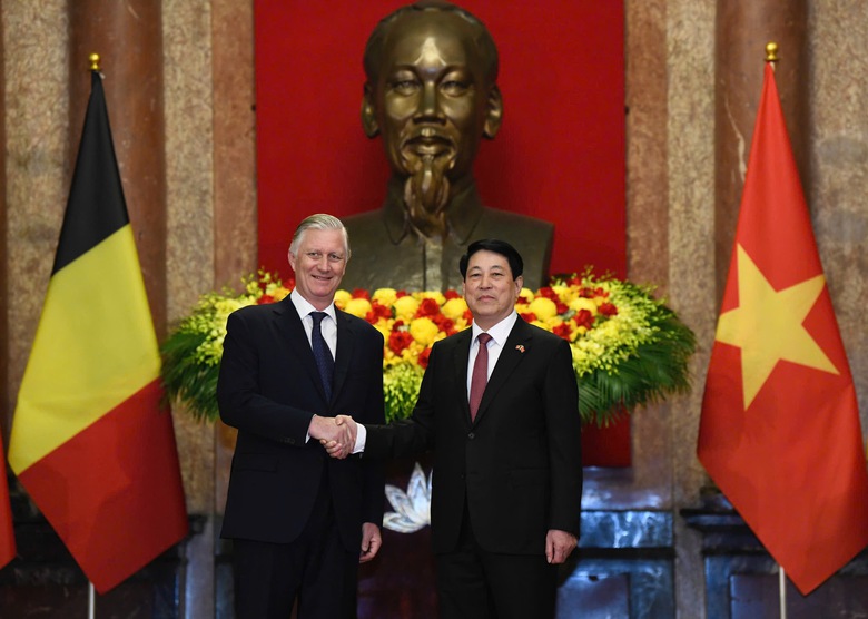 Chủ tịch nước Lương Cường hội kiến Nh&agrave; vua Bỉ Philippe- Ảnh 1.