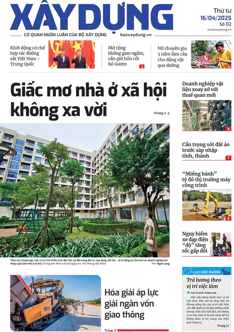 Trang nhất B&aacute;o X&acirc;y dựng số 2 ra ng&agrave;y 16/4/2025.