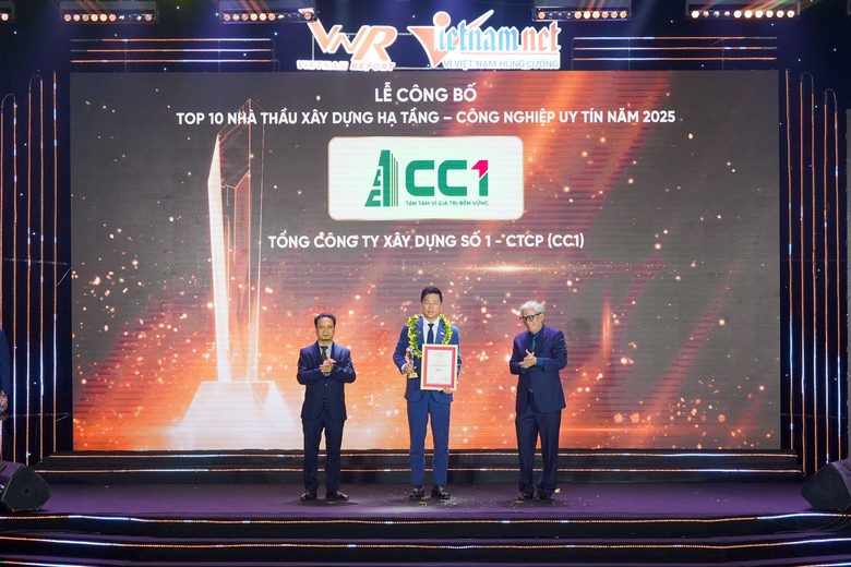 CC1 được vinh danh dẫn đầu “Top 10 Nhà thầu Xây dựng Hạ tầng - Công nghiệp uy tín năm 2025- Ảnh 1. CC1 được vinh danh dẫn đầu “Top 10 Nhà thầu Xây dựng Hạ tầng - Công nghiệp uy tín năm 2025- Ảnh 1.