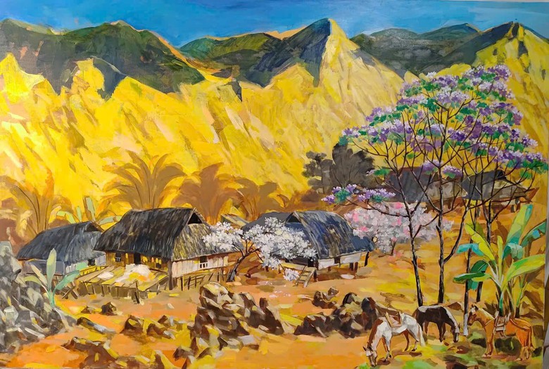 Tái hiện ký ức hào hùng tại triển lãm mỹ thuật kỷ niệm 50 năm Ngày thống nhất đất nước- Ảnh 3. Tái hiện ký ức hào hùng tại triển lãm mỹ thuật kỷ niệm 50 năm Ngày thống nhất đất nước- Ảnh 3.