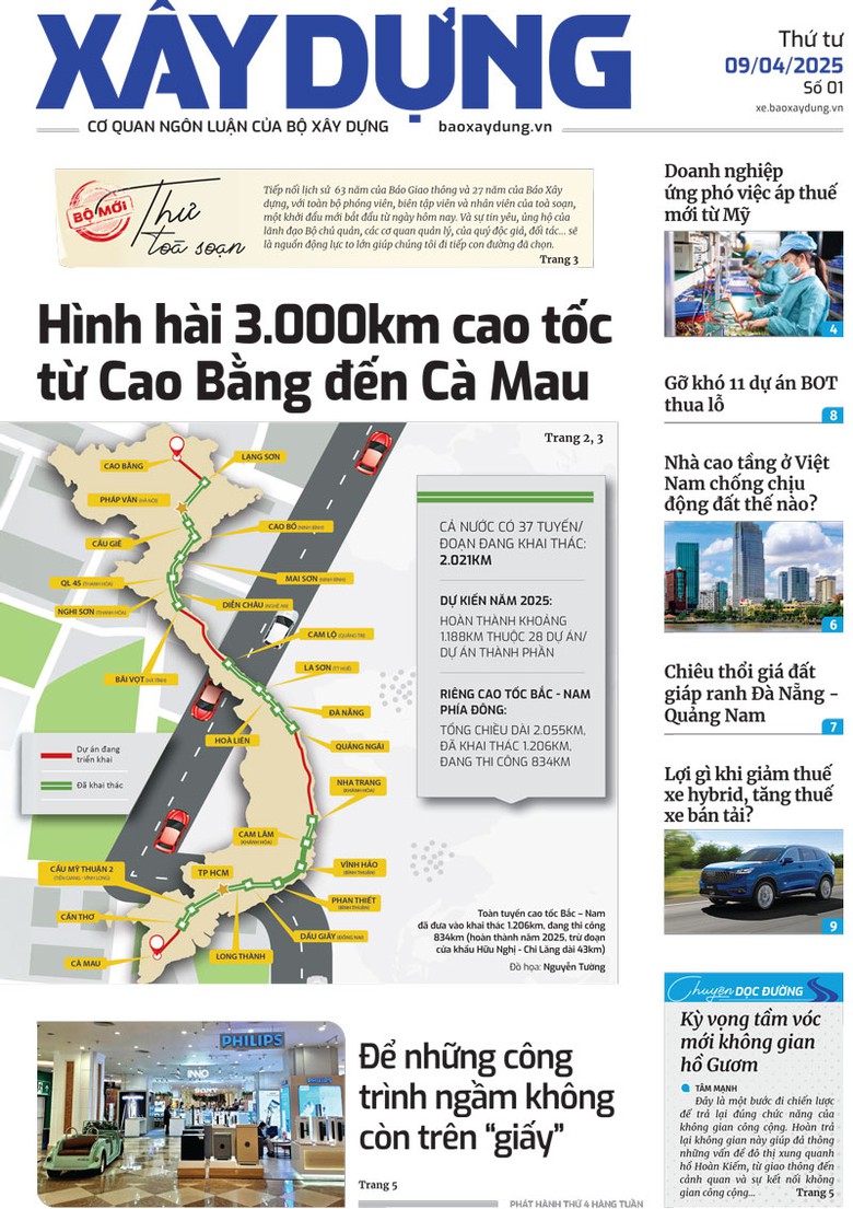Trang nhất B&aacute;o X&acirc;y dựng số 1 ra ng&agrave;y 9/4/2025.