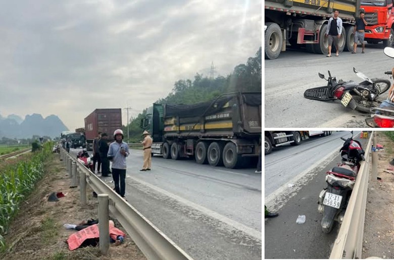 Hiện trường vụ tai nạn khiến 2 người thương vong.