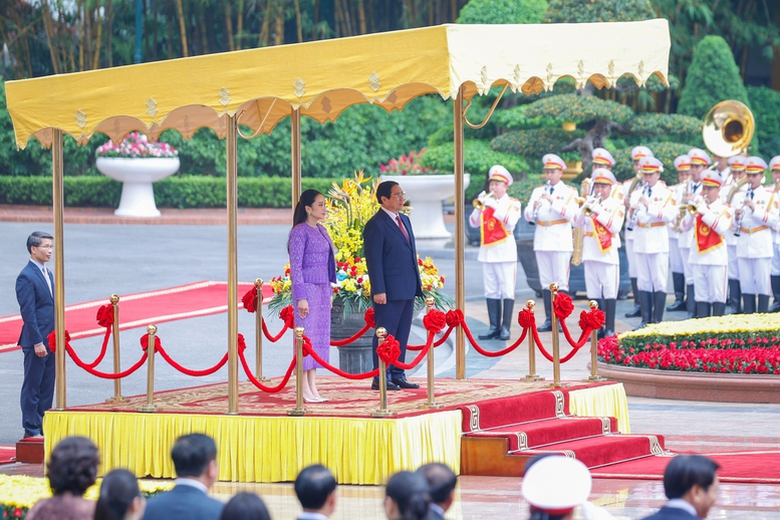 Thủ tướng Phạm Minh Ch&iacute;nh chủ tr&igrave; lễ đ&oacute;n ch&iacute;nh thức Thủ tướng Th&aacute;i Lan thăm Việt Nam- Ảnh 1.