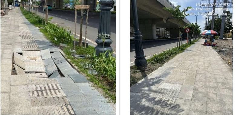 TP.HCM: Khắc phục sự cố vỉa hè đường Trần Quốc Hoàn - Cộng Hòa- Ảnh 1. TP.HCM: Khắc phục sự cố vỉa hè đường Trần Quốc Hoàn - Cộng Hòa- Ảnh 1.