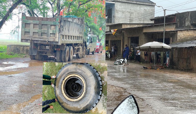 Hiện trường vụ xe tải rơi bánh khi đang chạy làm một người tử vong. Hiện trường vụ xe tải rơi bánh khi đang chạy làm một người tử vong.