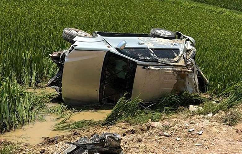 Chiếc &ocirc; t&ocirc; tại hiện trường vụ tai nạn - Ảnh: P.T.