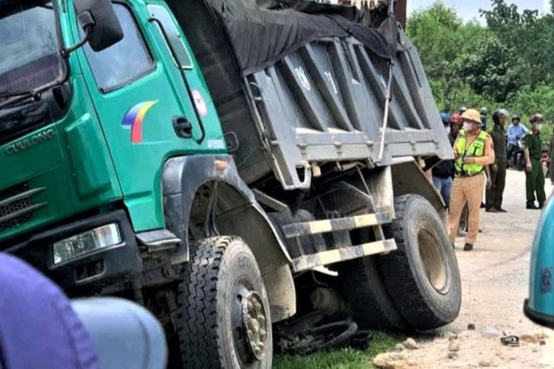 Hiện trường vụ tai nạn khiến 2 học sinh thương vong.