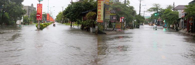 Nước lũ bủa v&acirc;y ở thị x&atilde; Quảng Trị, người d&acirc;n vất vả lội lụt, di chuyển bằng thuyền- Ảnh 14.