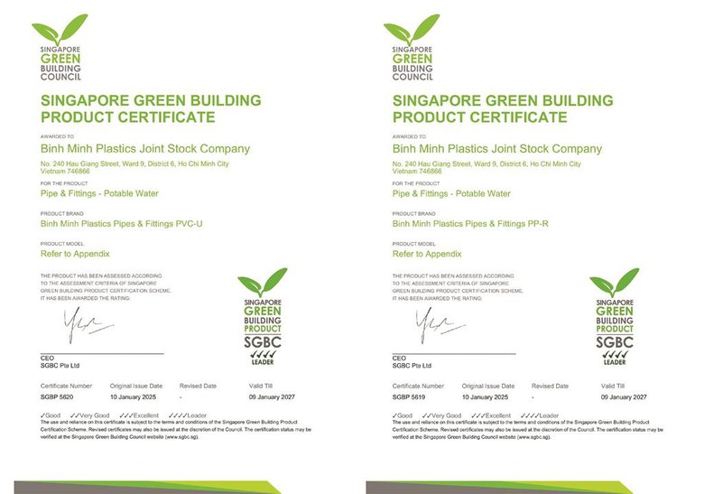 Nhựa B&igrave;nh Minh khẳng định vị thế với chứng nhận Sản phẩm Xanh SGBP- Ảnh 2.