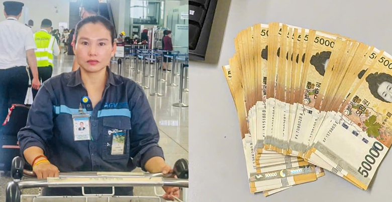 Khách Hàn Quốc bỏ quên bọc tiền ở sân bay Nội Bài- Ảnh 1. Khách Hàn Quốc bỏ quên bọc tiền ở sân bay Nội Bài- Ảnh 1.