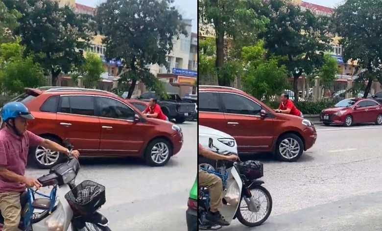 H&agrave; Tĩnh: Người đ&agrave;n &ocirc;ng b&aacute;m nắp capo ngăn t&agrave;i xế rời hiện trường sau va chạm- Ảnh 1.